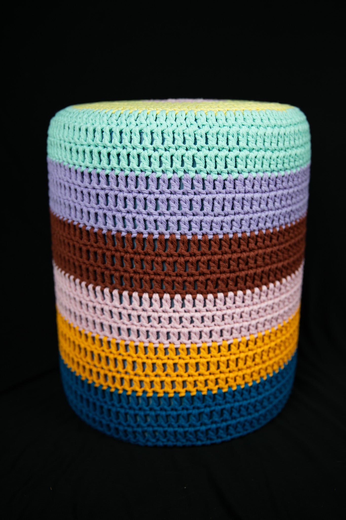 Multicolored Knitted Ottoman