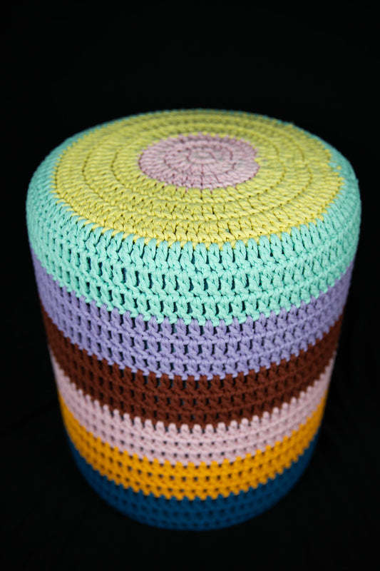 Multicolored Knitted Ottoman