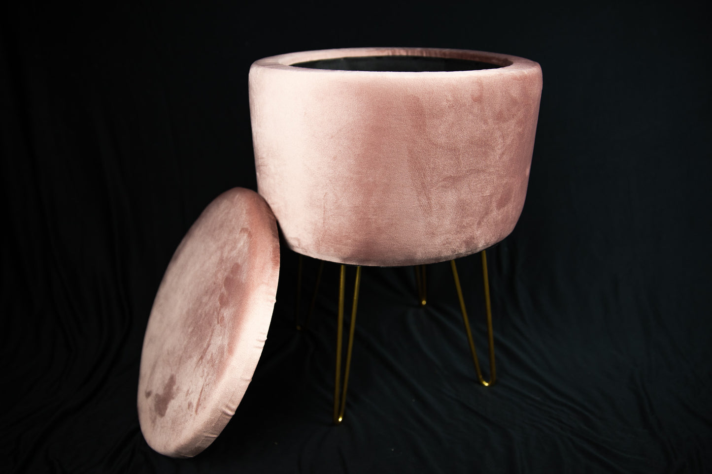 Pink Velvet Ottoman